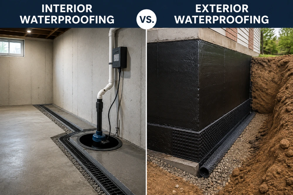 interior vs exterior waterproofing