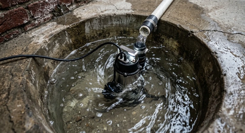 Sump pump basin running constantly during a storm
